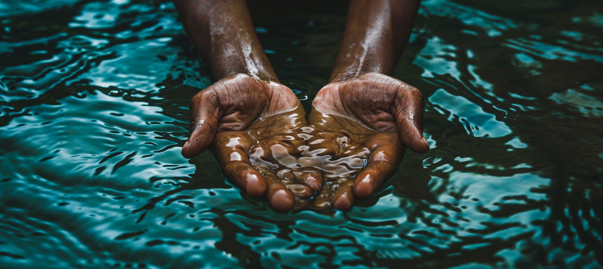 Hands cupped in clean water — proof of WSI water treatment results